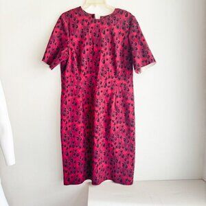 Carolina Herrera Burgundy Red Animal Print Dress 16